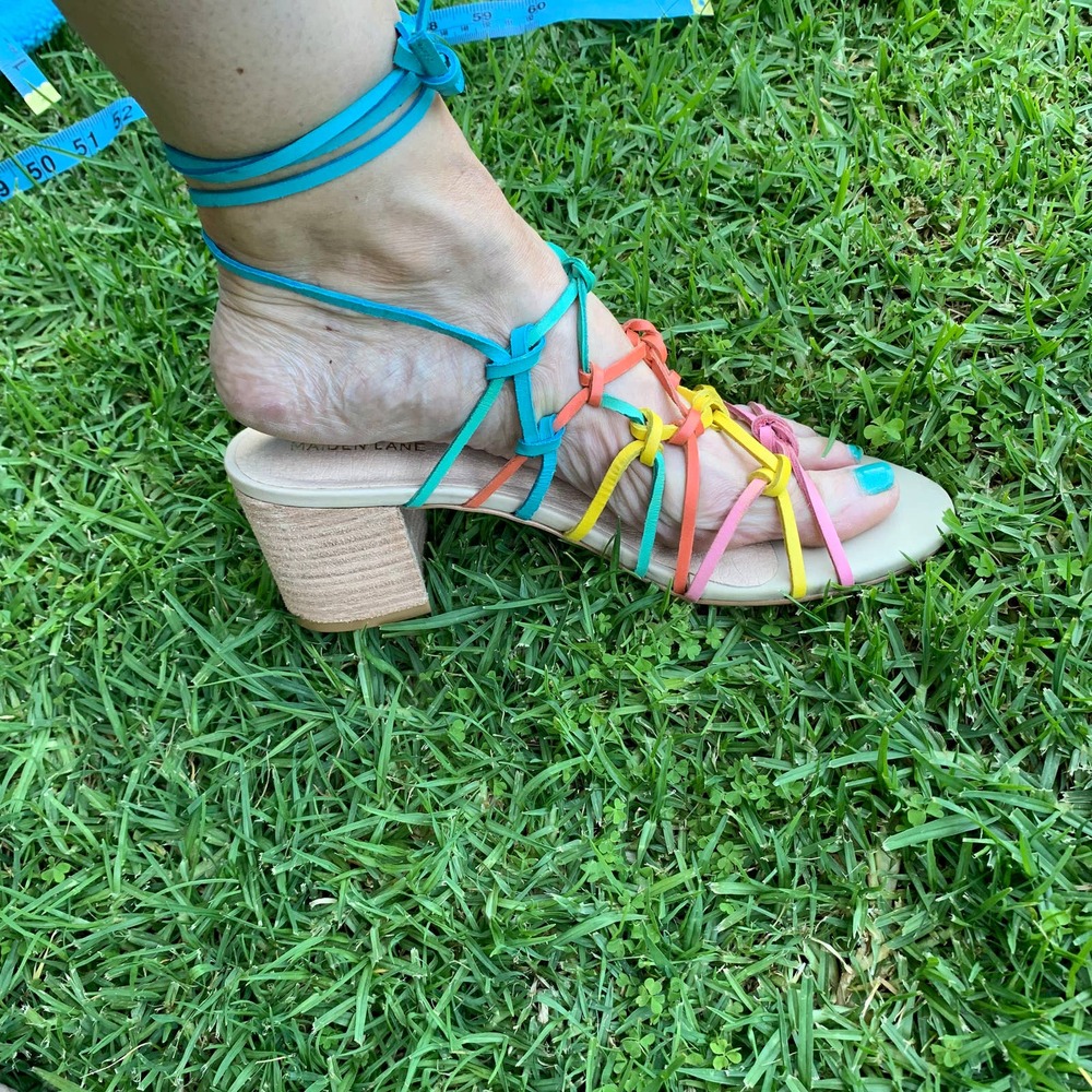 NEW IN BOX MAIDEN LANE MULTI COLOR LEATHER WRAP SANDALS 8